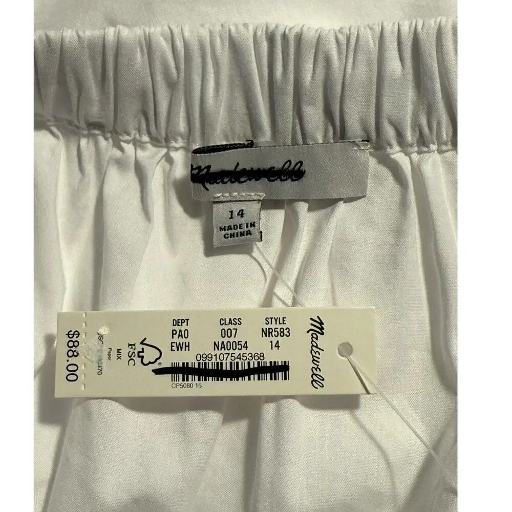 NEW Madewell‎ Women’s Size 14 Eyelet White Puff-Sleeve Babydoll Top NWT